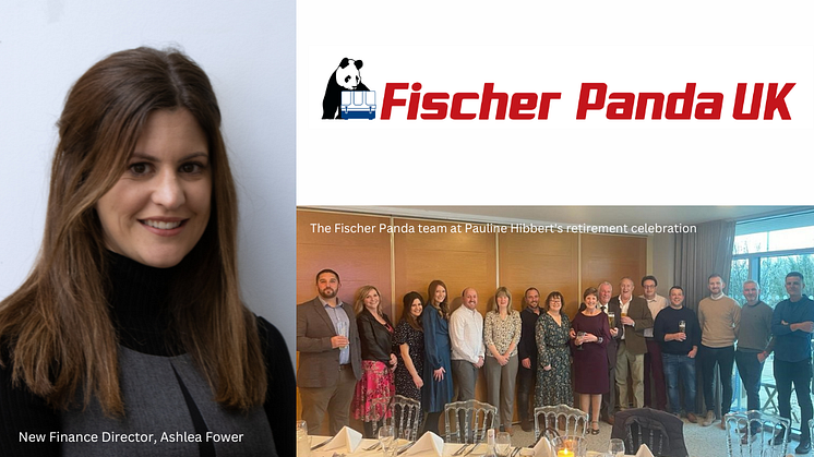Fischer Panda UK celebrates retirement of long standing Finance Director and welcomes Ashlea Fower to board of Directors