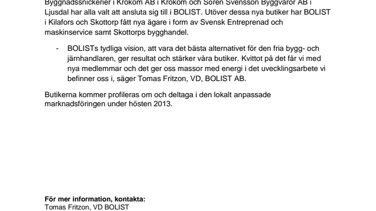BOLIST fortsätter att växa