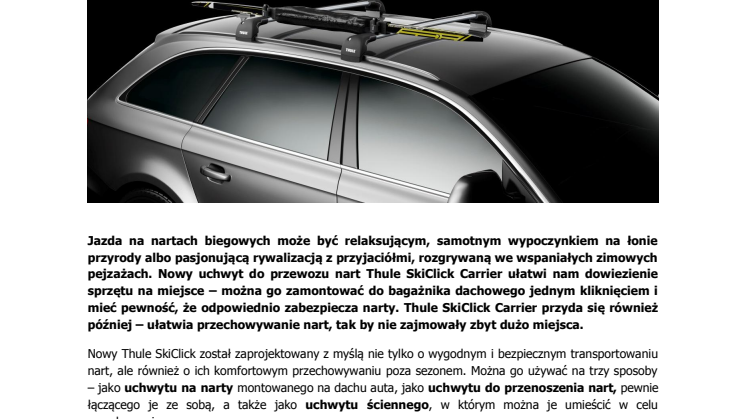 Thule SkiClick – nowatorski uchwyt do przewozu nart biegowych 