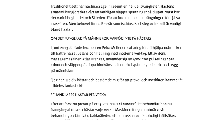 Ny massagemaskin revolutionerar hästmassage