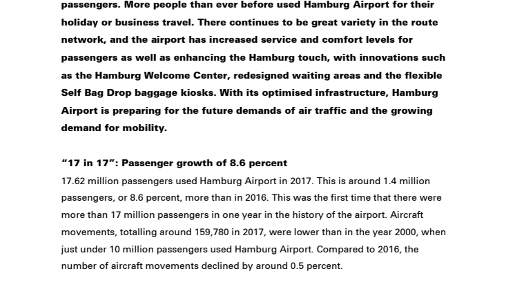 Pressemeddelelse fra Hamborg Lufthavn
