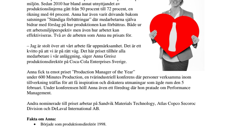 Årets produktionsdirektör finns på Coca-Cola