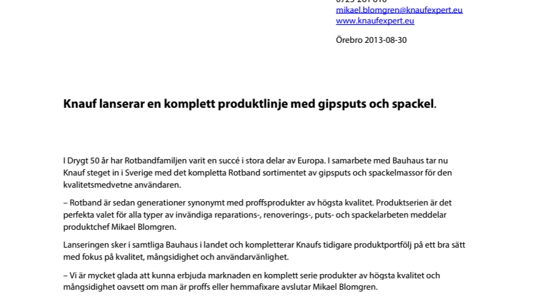 Knauf lanserar en ny produktlinje