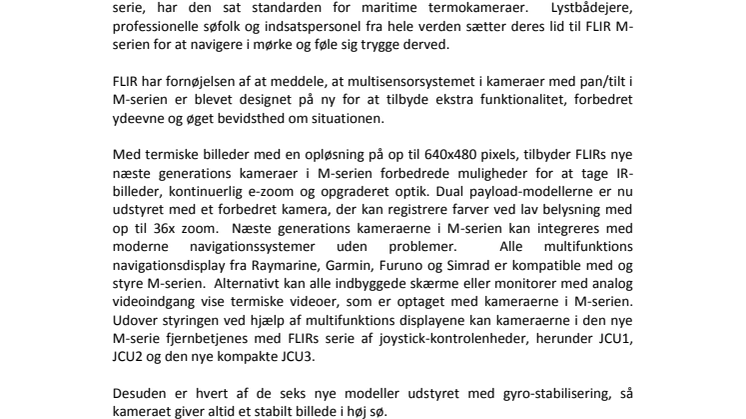 FLIR: Præsentation af M-serien, næste generations maritime termokamera med nattesyn
