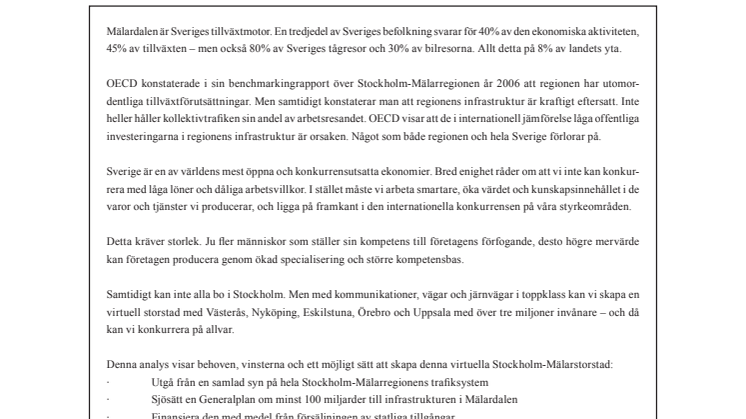 Regeringen måste sluta missgynna Mälardalen