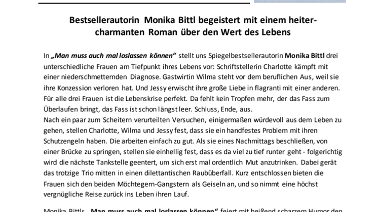 Waschzettel zu "Man muss auch mal loslassen können"