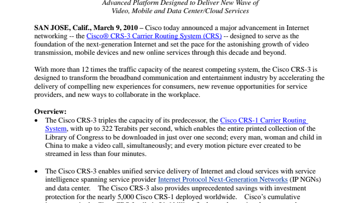 Cisco lanserar världens snabbaste router