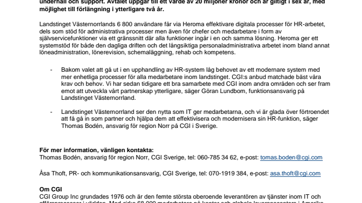 Landstinget Västernorrland byter HR-system till Heroma