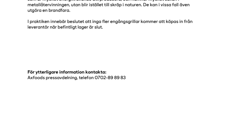 Axfoods kedjor slutar sälja engångsgrillar