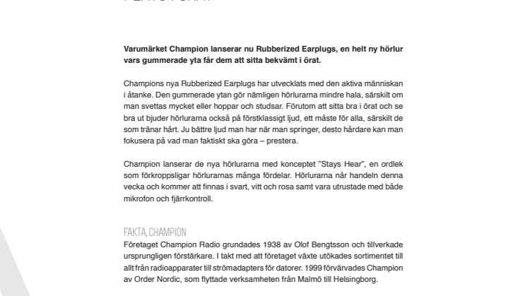 Order lanserar Rubberized Ear Plugs – Hörlurarna som sitter på plats i örat 