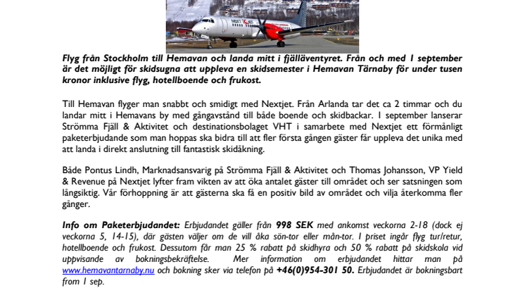 Hemavan tur/retur från 998:- inklusive hotellboende på Hemavans Högfjällshotell
