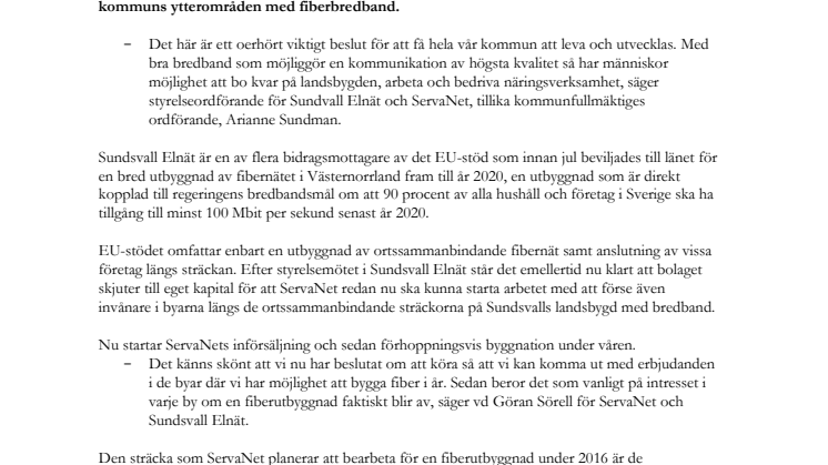 Nu startar arbetet för ytterligare utbyggnad av fibernätet för bredband på Sundsvalls landsbygd 