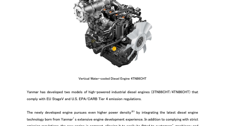 Yanmar Develops New 1.6 Liter and 2.1 Liter Industrial Diesel Engines