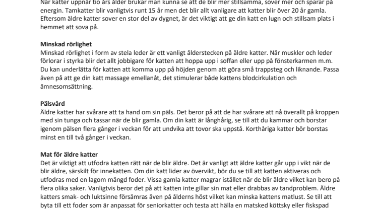 ​​​Ta hand om din gamla katt