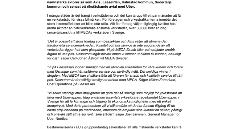 Tillgänglighet och hög kvalitet attraherar stora företagskunder till MECA