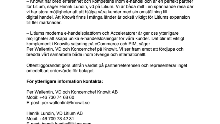 Litium ingår partnerskap med Knowit