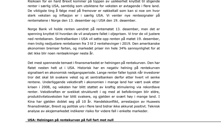 Makrorapport desember 2018: Rentekurven varsler svak vekst og Brexit-kaos tirsdag 