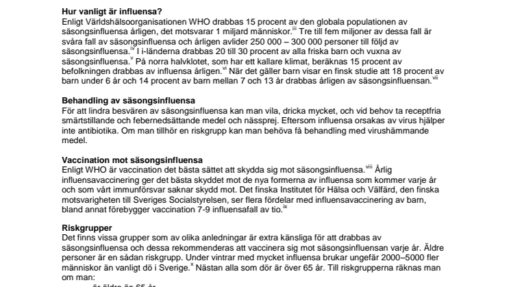 Fakta om säsongsinfluensa 