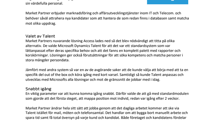 Innofactor levererar Microsoft  Dynamics 365 Talent till Market Partner