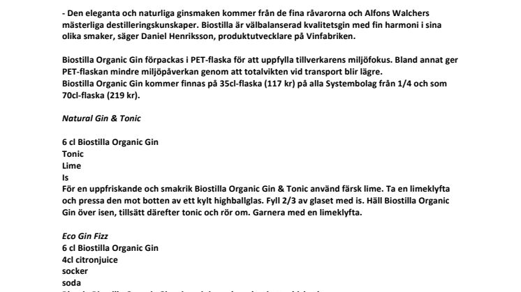 Ekologisk gin med smak av alperna. Och enbär såklart.