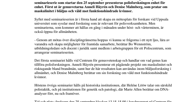 Polisforskning samlas i seminarieserie
