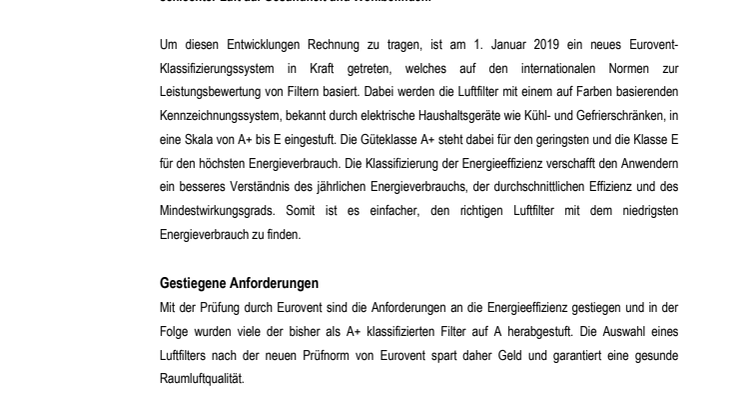 EUROVENT 2019 | MIT SICHERHEIT SAUBERE LUFT