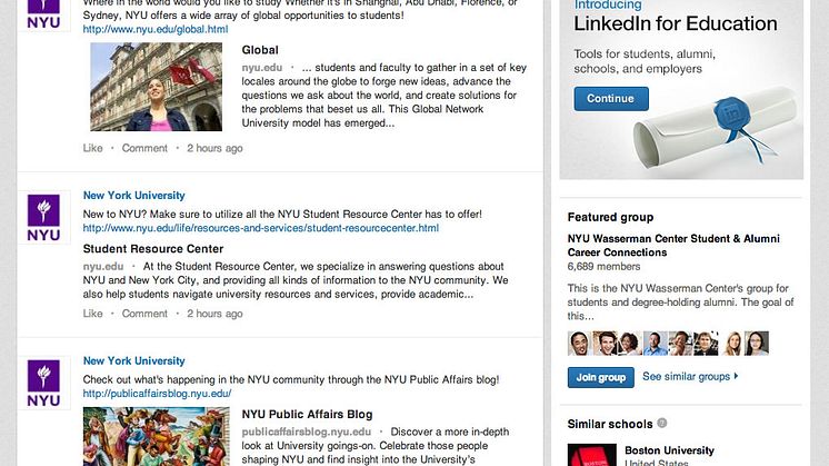 LinkedIn stellt ‚University Pages‘ vor