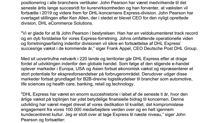 Global logistikgigant sætter ny kvalitetsbevidst CEO i spidsen