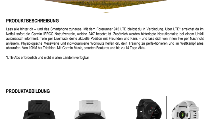 Datenblatt Garmin Forerunner 945 LTE