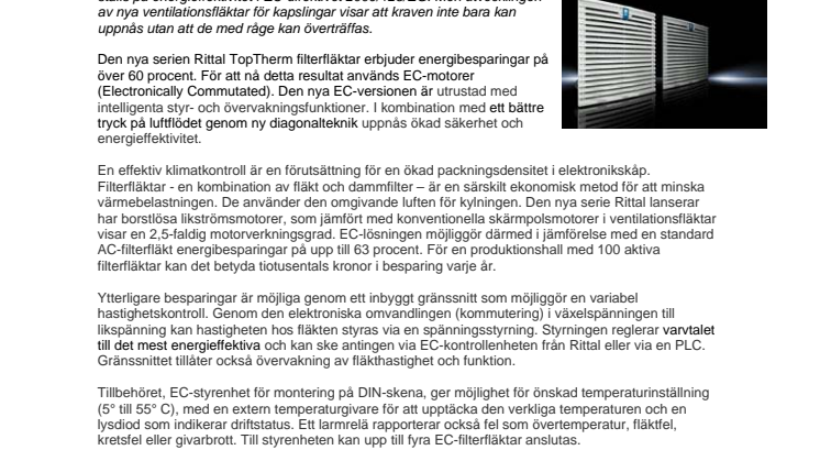 Ny kraftfull filterfläkt för hög energibesparing