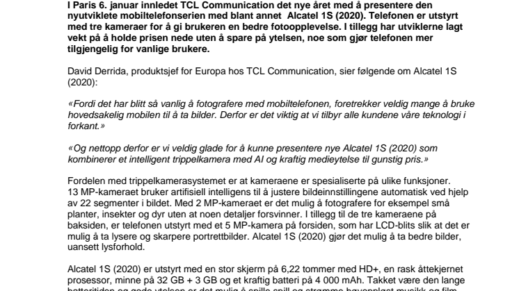 Alcatel 1S (2020): Rask smarttelefon med stort minne og tre kameraer, til fantastisk pris