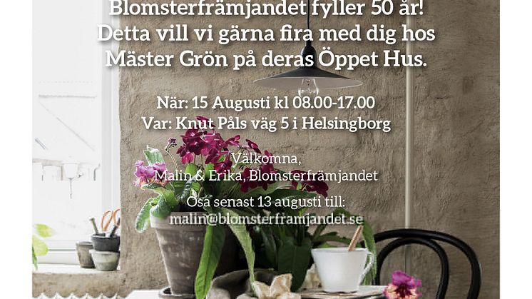 Save the date - Blomsterfrämjandet fyller 50 år!