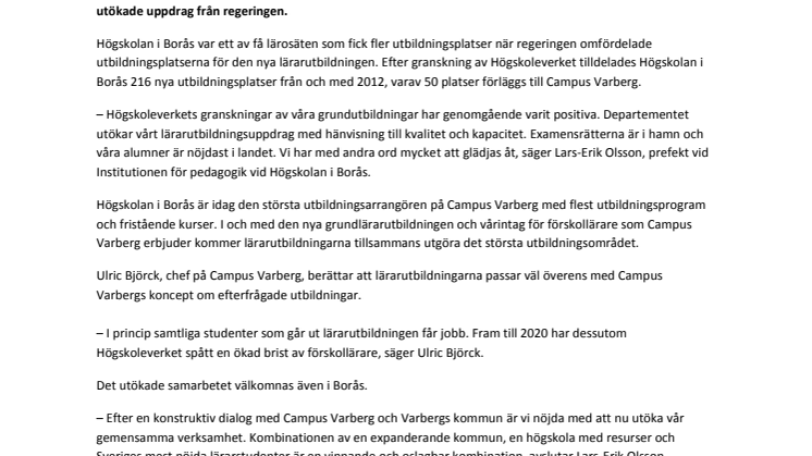 Högskolan i Borås bidrar till fler lärare i Varberg