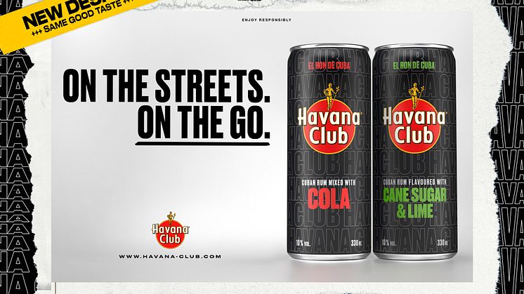 Die beliebten Ready-To-Drinks Havana Club & Cola sowie Havana Club Cane Sugar & Lime im neues Design