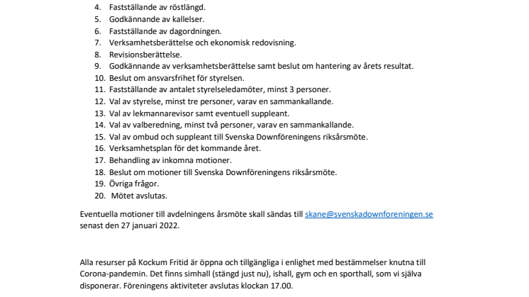 Dagordning årsmöte 2022 Skåne