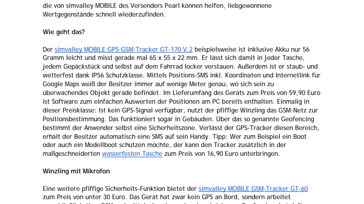 Mit Sicherheit: Taschen- und Rad-Ortung per GPS