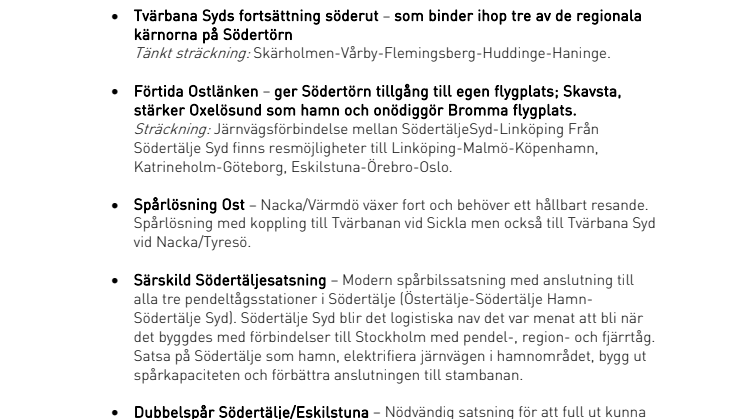 Miljöpartiets förslag för infrastrukturen på Södertörn