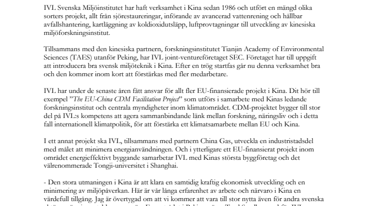 IVL öppnar kontor i Kina