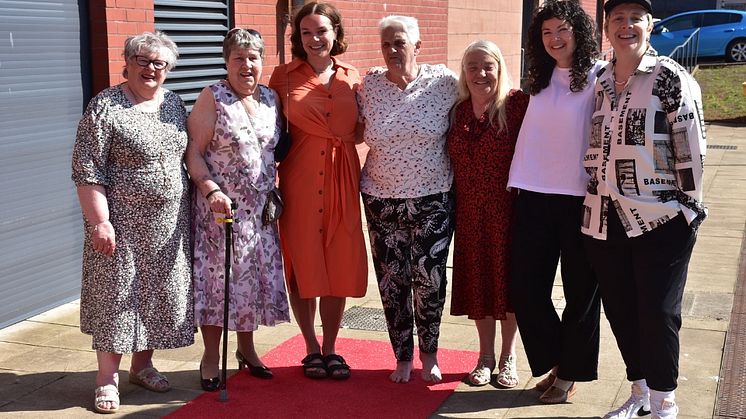 Red carpet arrival for special guests 'The Gallus', producer and director Rachel Coburn, Amy Rew (Glasgow Girls Club) and actor Karen Dunbar at the screening of "Karen Dunbar's School of Rap". 