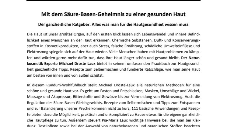 Presseinformation Auszeit für die Haut