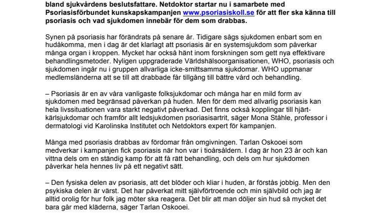 Stor okunskap om psoriasis