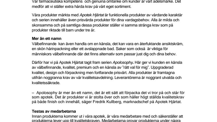 Fakta om Apotek Hjärtats egna märkesvaror