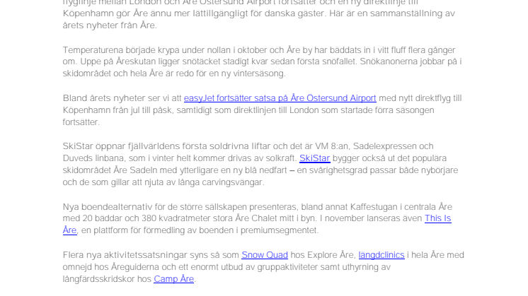 Årets Nyheter från Åre 2017-2018 ​