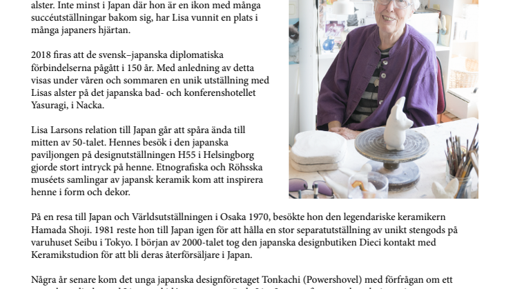 Unik utställning på Yasuragi – ”Lisa Larson i Japan”