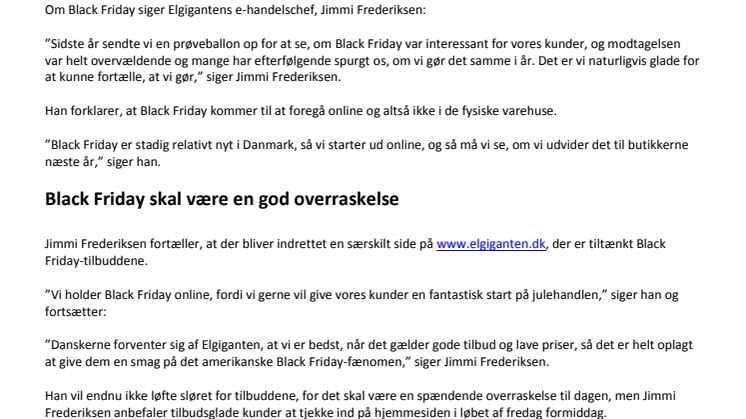 Elgiganten holder Black Friday nu på fredag d. 29. november