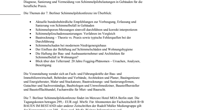 7. Berliner Schimmelpilzkonferenz