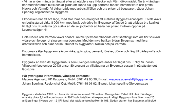 Byggmax har öppnat ny butik på Värmdö