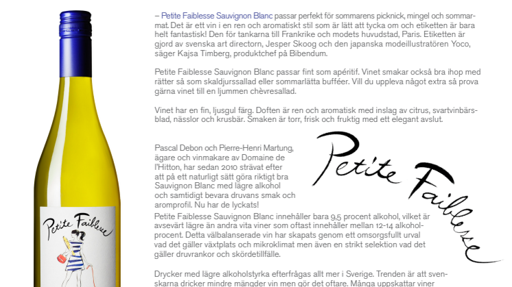 Aromatisk vinnyhet gör stilfull entré på Systembolaget – Petite Faiblesse Sauvignon Blanc