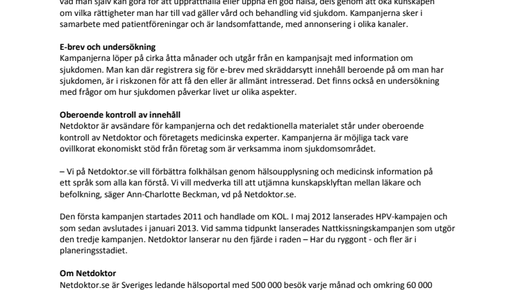 Om Netdoktors upplysningskampanjer