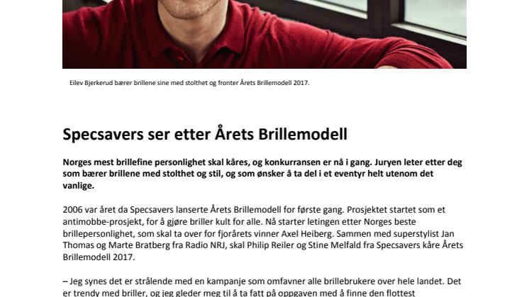 Specsavers ser etter Årets Brillemodell